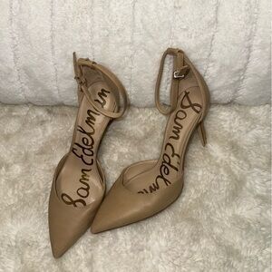 Sam Edelman Women's Nude Leather Jelena Size 9 Strappy Pumps